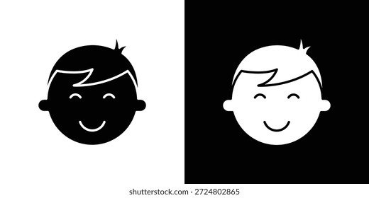Child face icon silhouette vector flat illustration design pack.