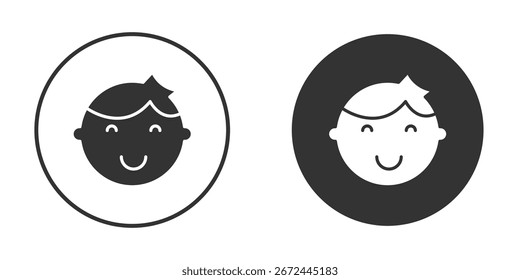 Clipart de Vector de icono de cara infantil en colores negros. adecuado para trabajo gráfico