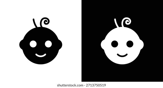 Child face icon. Vector illustration. Silhouette in black color