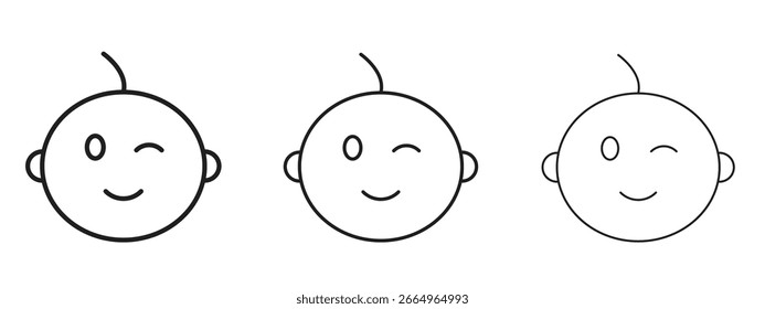 Icono de la cara del niño para los Elementos del Sitio web o de los App, logotipo. Gráficos de Vector de píxeles