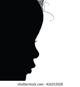 Child Face Silhouette Illustration In Black
