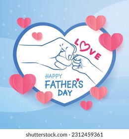 The child and Father fist bump as a father's day concept. Vector illustration.