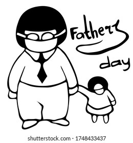 Child and father in a mask and glasses. Father's day