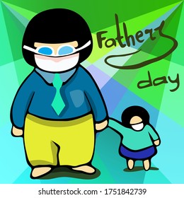 Child and father in a mask and glasses. Father's day. In color