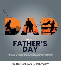 Child and father playing - Happy International Father's Day concept. Suitable for card, poster, website, or brochure. Abstract vector illustration design.