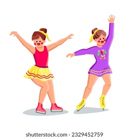 child figure skating kid vector. winter sport, girl skate, young activity child figure skating kid character. people flat cartoon illustration
