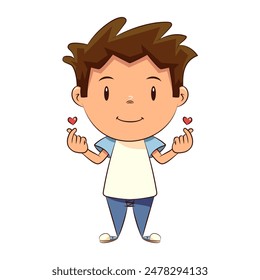 Child finger heart sign, vector illustration