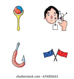 child, fishing and other web icon in cartoon style.technology, sport icons in set collection.