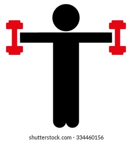Child Fitness vector icon. Style is bicolor flat symbol, intensive red and black colors, rounded angles, white background.