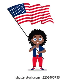 Child with the flag of America. Vector illustration