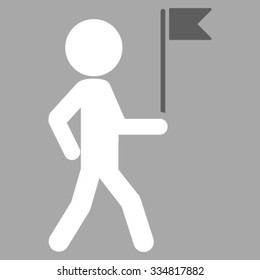 Child Flag Guide vector icon. Style is bicolor flat symbol, dark gray and white colors, rounded angles, silver background.