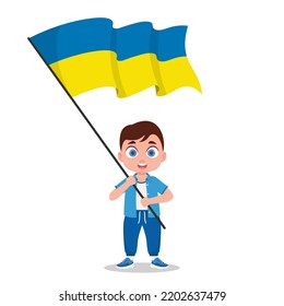 Child with the flag of Ukraine. Vector illustration