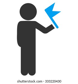 Child With Flag vector icon. Style is flat symbol, rounded angles, white background.