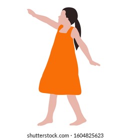 child in a flat style, without face, dancing