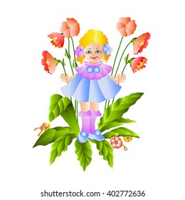 Child and flowers