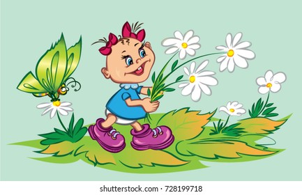 child with flowers