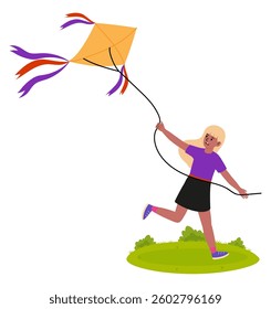 Child flying a colorful kite in a sunny park during a joyful afternoon