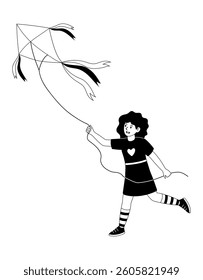 Child flying a kite in a park on a sunny afternoon, enjoying outdoor playtime with friends