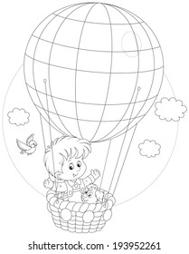 Child flying on a balloon