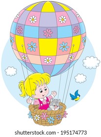 Child flying on a balloon