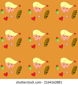 The child and food seamless pattern is a seamless pattern design which has joyful and colorful pattern design.