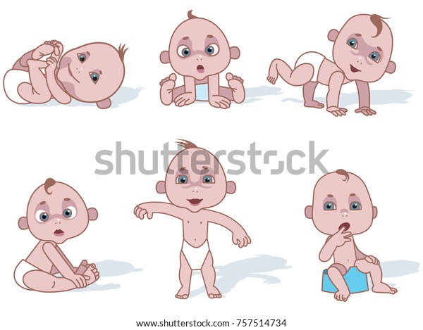 Child Four Different Poses Illustration Stock Vector (Royalty Free ...