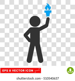Child With Freedom Torch EPS vector icon. Illustration style is flat iconic bicolor blue and gray symbol.