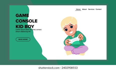 child game console kid boy vector. computer home, r happy, digital room child game console kid boy web flat cartoon illustration