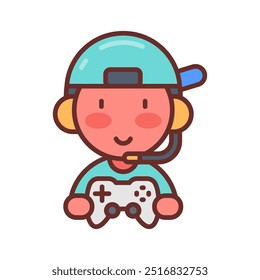 Child Gamer Filled Icons , Vector illustration