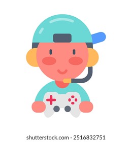 Kinder-Gamer-Flachsymbole, Vektorgrafik