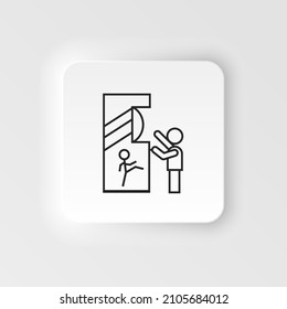 Child gamer, retro console, arcade neumorphic style vector icon. Neumorphism style. Child gamer, retro console, arcade neumorphic style vector icon. Neumorphism style on white background.