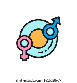 Child gender selection flat color line icon. Isolated on white background