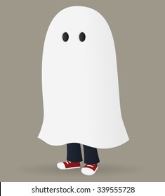 Child in a ghost costume