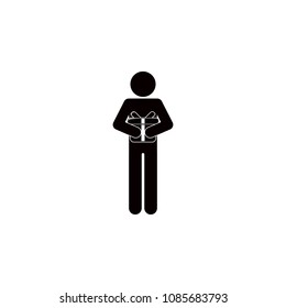child with gift in hands icon. Element of mother day for mobile concept and web apps. Isolated child with gift in hands icon can be used for web and mobile. Premium icon on white background