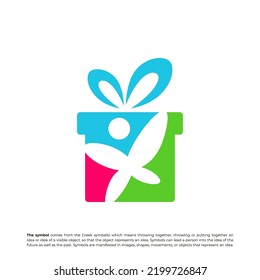 Child Gift Logo Design Template. People Gift logo concept vector. Creative Icon Symbol