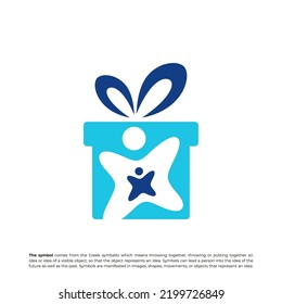 Design-Vorlage für Kindergeschenke-Logos People Gift Logo Konzept Vektor. Kreatives Symbolsymbol
