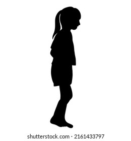 Child Girl Black Silhouette On White Stock Vector (Royalty Free ...