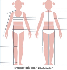 Child Girl Body For Measuring The Size Vector Illustration