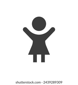 Child Girl Icon Black and White Vector Graphic