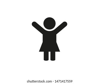 Child, girl icon. Vector illustration, flat design.