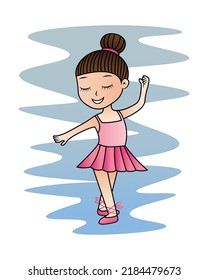 child. girl in a pink dress. gymnast. ballerina. vector illustration. theatre. artist