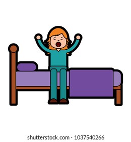 child girl sleeping in their room icon image vector illustration design 