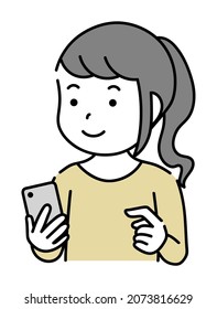 A child girl who operates a smartphone
