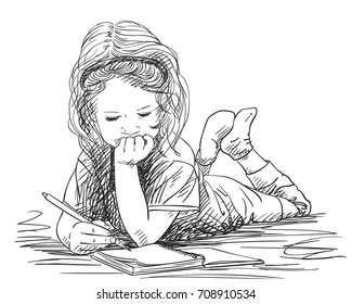 Drawing Girl Pencil Images Stock Photos Vectors Shutterstock