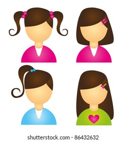 child girls icons isolated over white background. vector