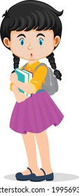 Child go to the school cartoon vector art and illustration