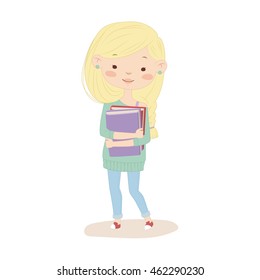 The child goes to school. Concept vector illustration.