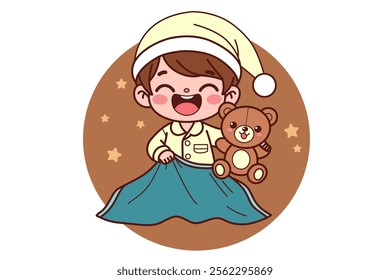 The child goes to sleep. Vector illustration in cartoon style.