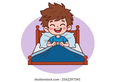 The child goes to sleep. Vector illustration in cartoon style.