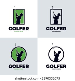 Plantilla de diseño del logotipo del jugador de golf infantil